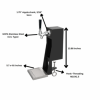 Alternative view of Powder Coated Economy Clamp on tower with 1 SS tap and 5 feet vinyl hose - 100% ss contact