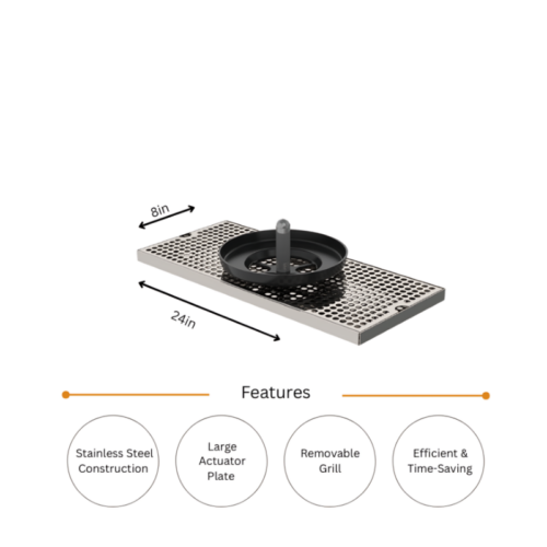 Alternative view of 24" X 8" Blender Rinser Tray With Blender Actuator - Brushed Stainless