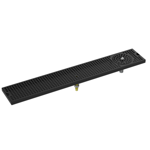 30" x 5" Matte Black Beer Drip Tray with Rinser