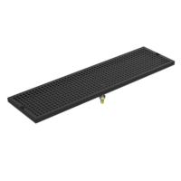 30" x 8" Matte Black Surface Drip Tray with Drain