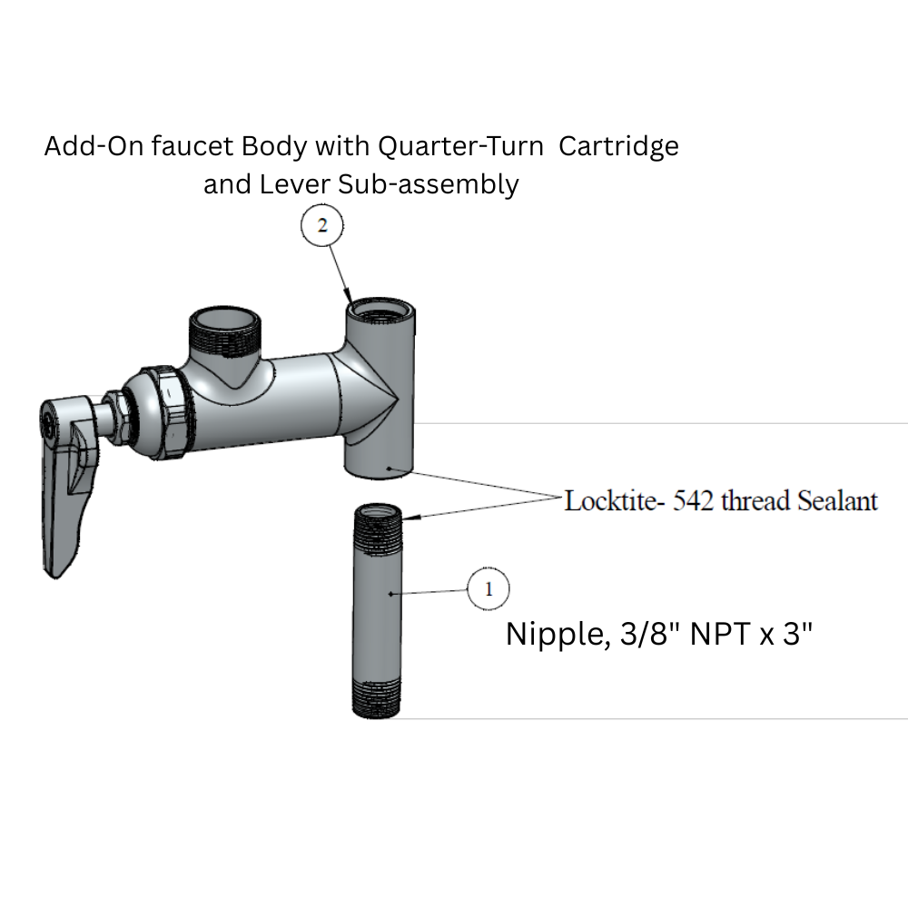 Add-On Faucet Body with Cartridge, Lever & Swivel Lock Assembly - Image 3
