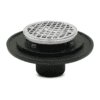 cast iron shower drain with round chrome grate