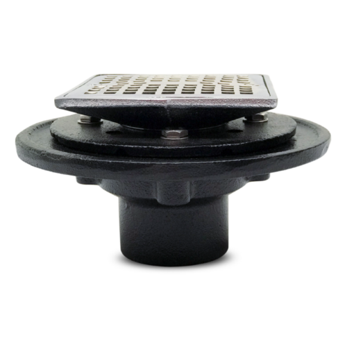 Alternative view of Cast Iron Floor Shower Drain With 4" Square Chrome Grate