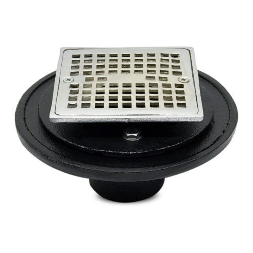 cast iron floor shower drain with chrome grate