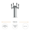 4" Column Tower with 1/4" Column Shank with 4 Faucet - SS Polished - Air Cooled - Image 2