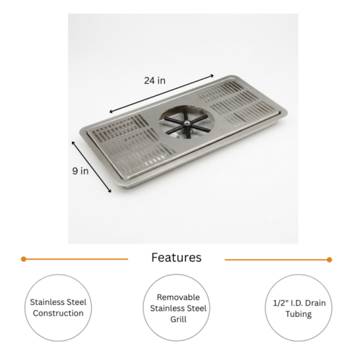 Alternative view of 24" X 9" Picher Rinser Drip Tray - With Drain