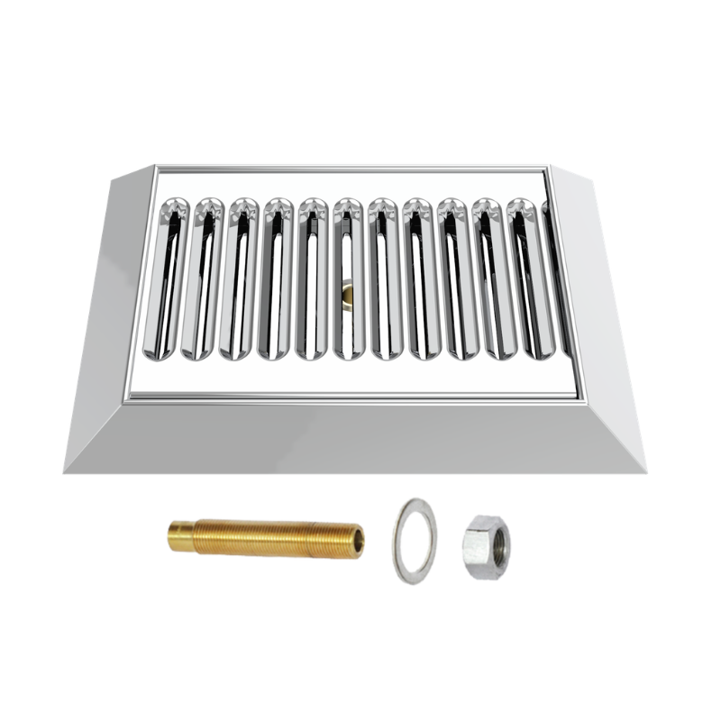 9″ x 6-1/2″ Beveled Edge Drip Tray – Polished Chrome – With Drain - Image 2