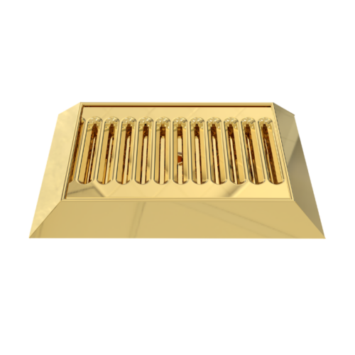 9″ x 6-1/2″ polished gold drip tray with drain