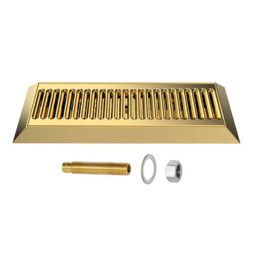 Alternative view of 16″ x 6.5″ Beveled Edge Drip Tray – Polished Gold – With Drain