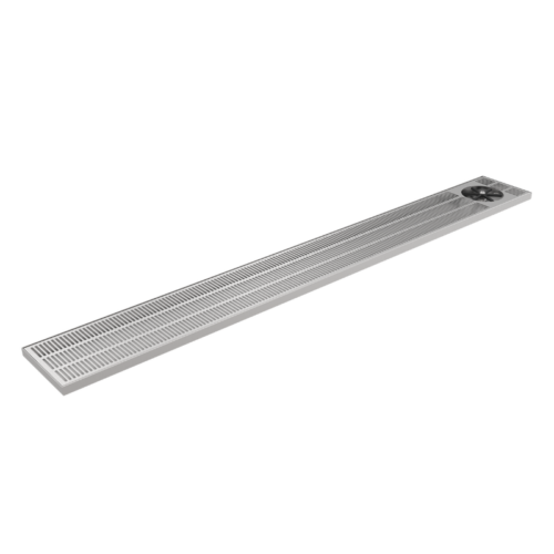 60 inch side spray glass rinser drip tray with drain in brushed stainless steel for commercial bars
