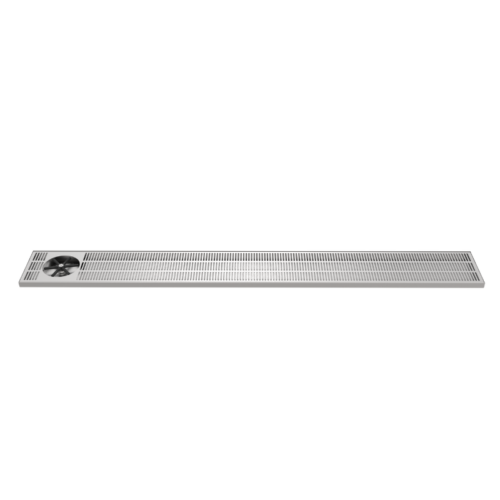 60 inch side spray glass rinser drip tray with drain in brushed stainless steel for commercial bars