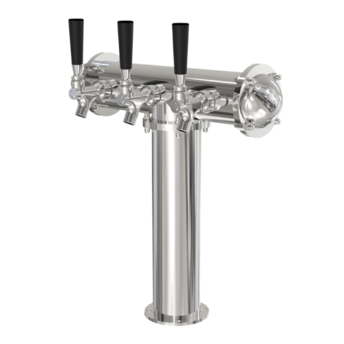 Alternative view of 3-Tap T-Style Beer Tower – Air Cooled – Polished Stainless Steel