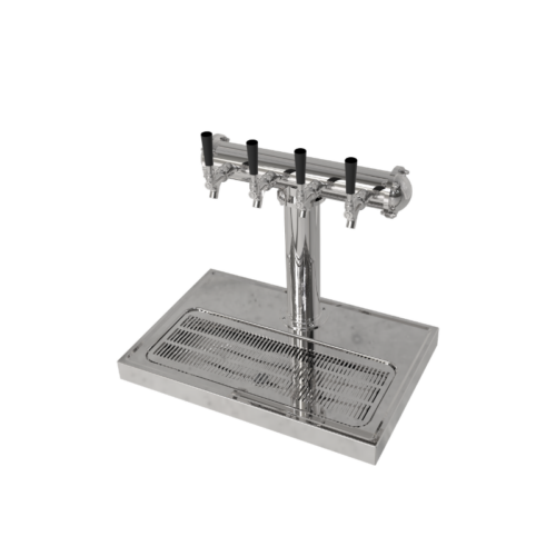 4-Tap T-Style Draft Beer Tower with Plinth Drip Tray – Air Cooled, SS304