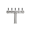 5 tap T style beer tower with air cooled design and polished 304 stainless steel finish