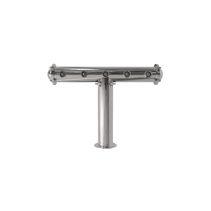 5-Tap T-Style Draft Beer Tower – Air Cooled – Polished 304 Stainless Steel – Without Faucets