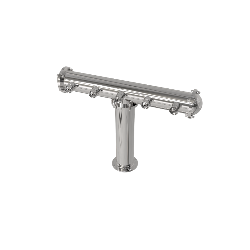 5-Tap T-Style Draft Beer Tower – Air Cooled – Polished 304 Stainless Steel – Without Faucets - Image 2