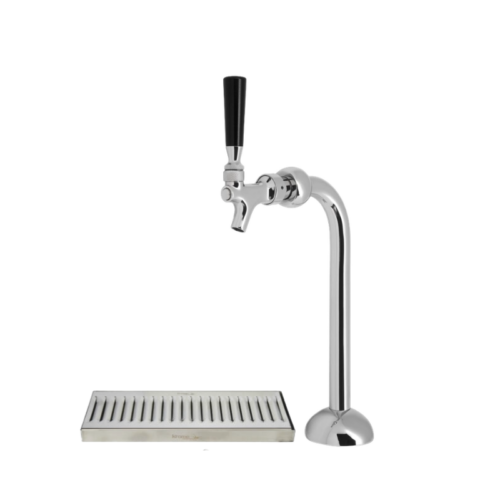 Chrome Plated Axis Draft Beer Tower with Stainless Steel Surface Drip Tray Combo - Single Faucet