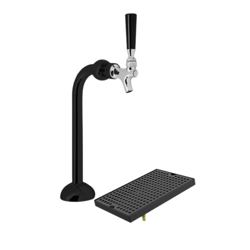 Matte black beer tower with drip tray